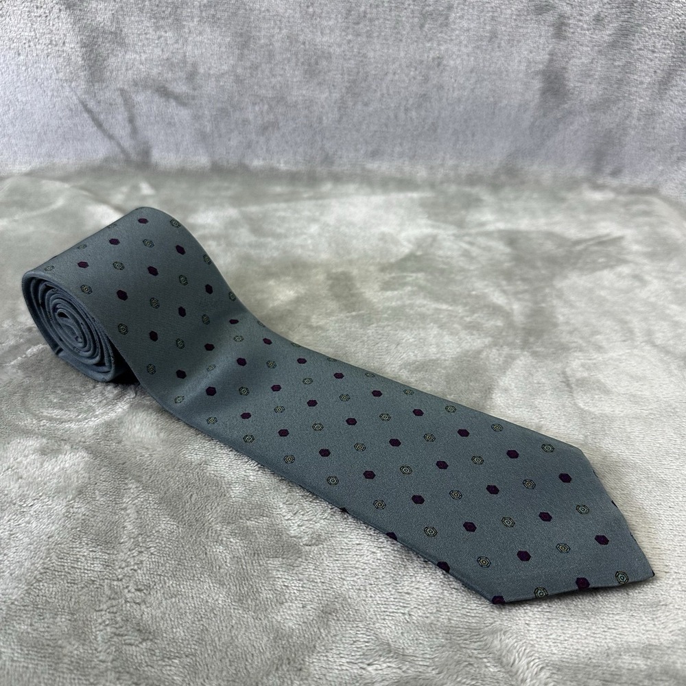 Richel de luxe 100% Silk Neck Tie 3.25" x 58" Blue Purple Diamond Circle Print
